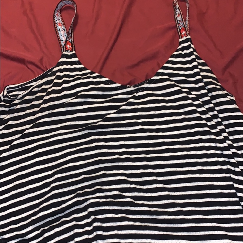 Black and white stripe tank top- XL